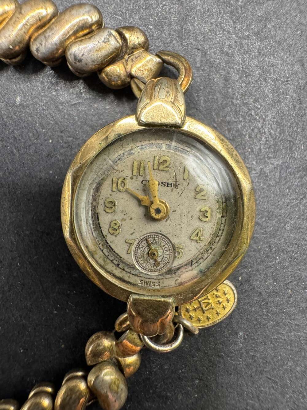 Vintage Crosby Swiss Ladies Bracelet Watch Art Deco Style 1/20 10k GF Band